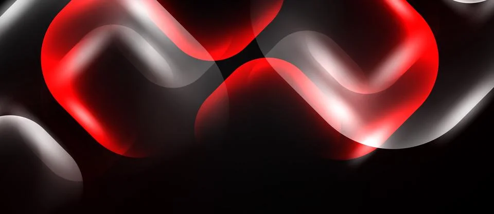 Abstract design features flowing red, silver shapes against black background. Stock Illustration