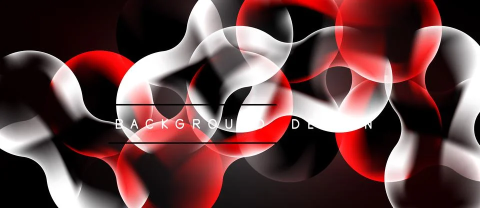 Abstract design features flowing red, white shapes over black background. Stockillustratie