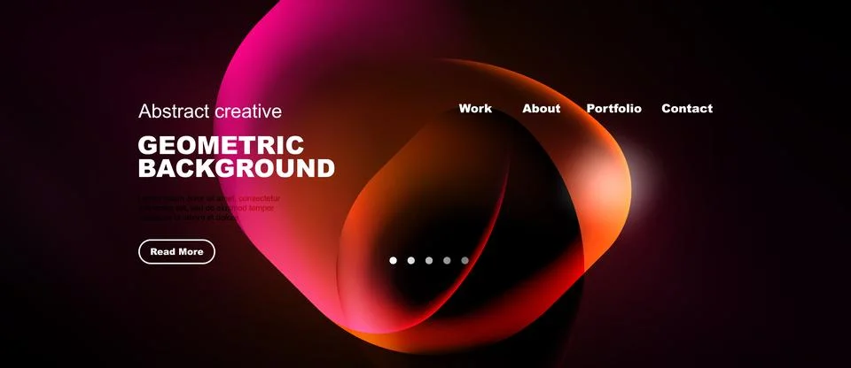 Abstract design features flowing red, pink shapes. Dark background highlights Stock Illustration