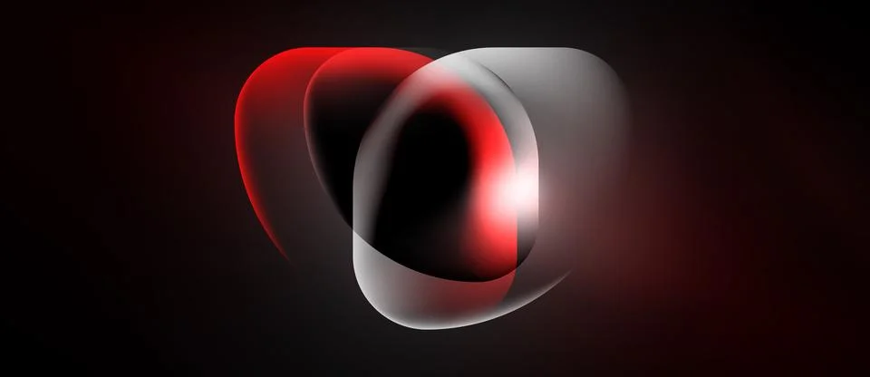 Abstract design features flowing red, gray shapes. Soft glow creates dynamic Stock Illustration