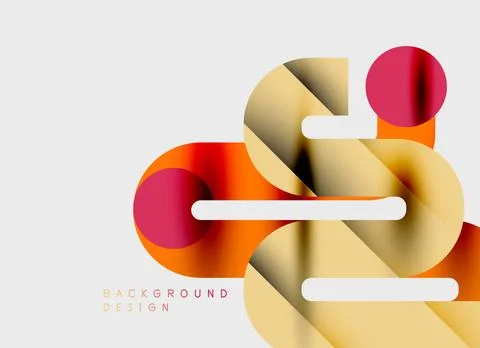 Abstract design features flowing ribbons, warm colors, simple shapes. Modern Illustrazione stock
