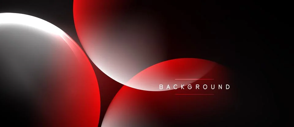Abstract design features flowing shapes, red, white gradients. Dark backgroun Stockillustratie