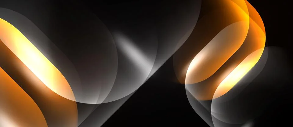 Abstract design features flowing shapes, orange, gray hues. Dynamic compositi Stock Illustration