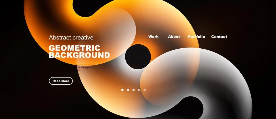 Abstract design features flowing shapes, warm colors, text elements. Modern Illustrazione stock