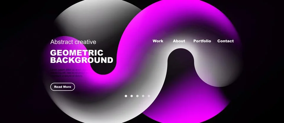 Abstract design features flowing shapes, vibrant purple hues, text elements. イラスト素材