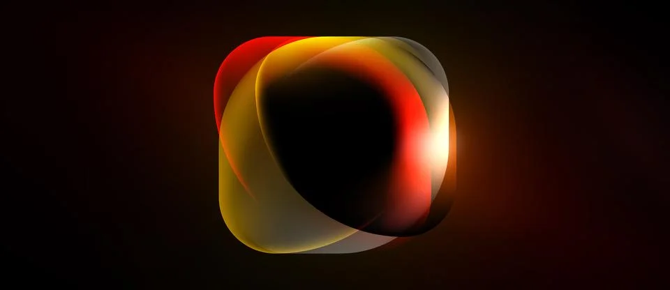 Abstract design features flowing shapes, warm colors, dark background. Soft Stock Illustration