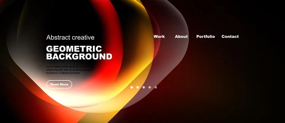 Abstract design features flowing shapes, warm colors, text elements. Website イラスト素材