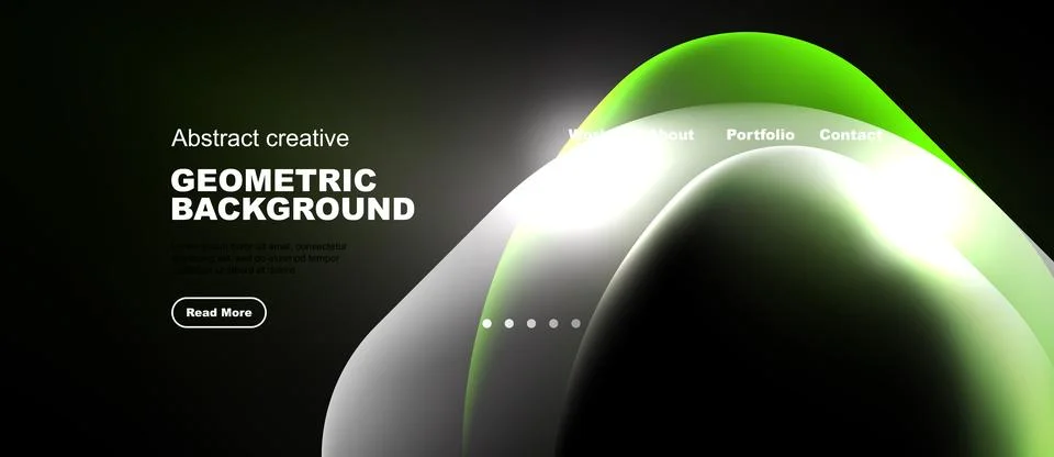 Abstract design features flowing shapes, gradients. Minimalist website mockup イラスト素材
