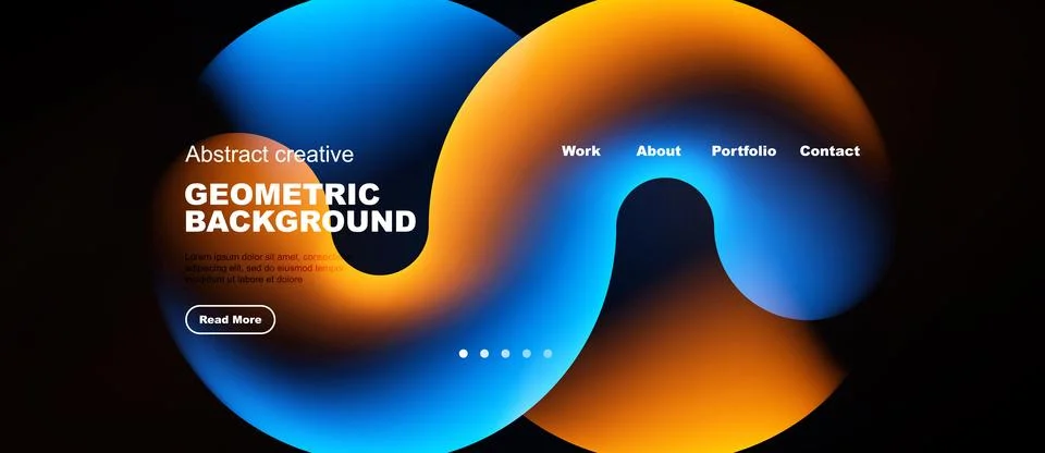 Abstract design features flowing shapes, vibrant colors. Text elements includ Stock Illustration