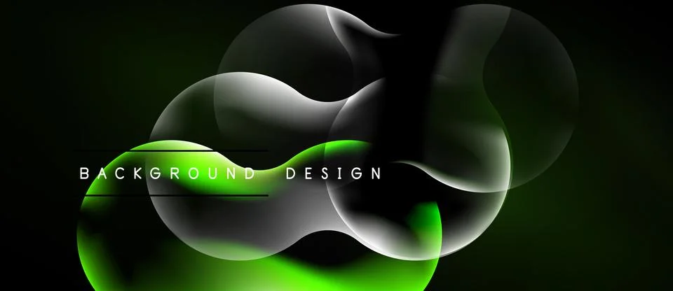 Abstract design features flowing shapes, vibrant green hues, soft white Stock Illustration