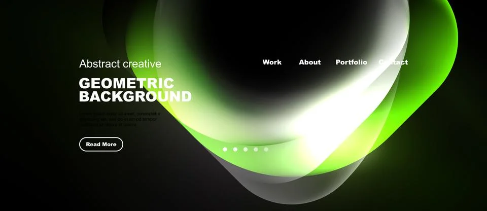 Abstract design features flowing shapes, vibrant colors, dark background. Illustrazione stock