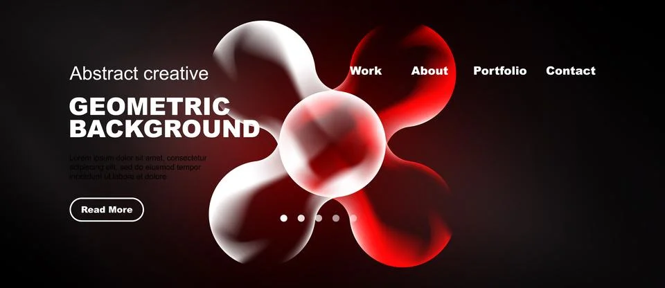 Abstract design features flowing shapes, red hues, dark background. Website Stock Illustration