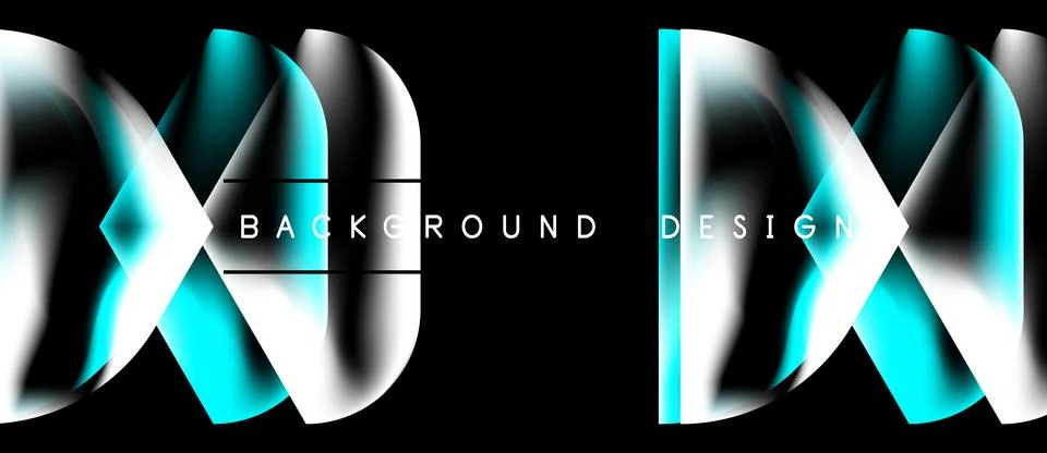 Abstract design features flowing shapes, silver, cyan hues. Text reads Stock Illustration