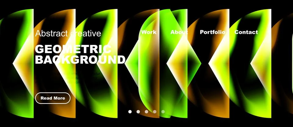 Abstract design features flowing shapes, vibrant colors, text elements. Stock Illustration
