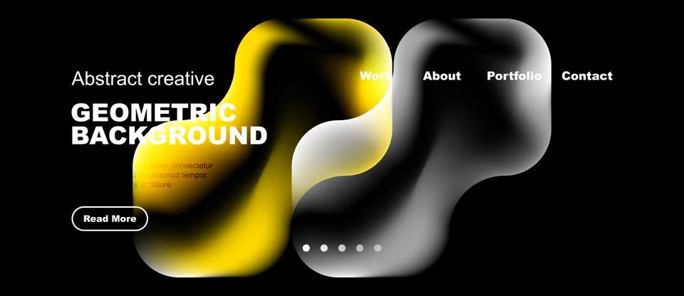 Abstract design features flowing shapes, yellow accents, dark background. Stock Illustration