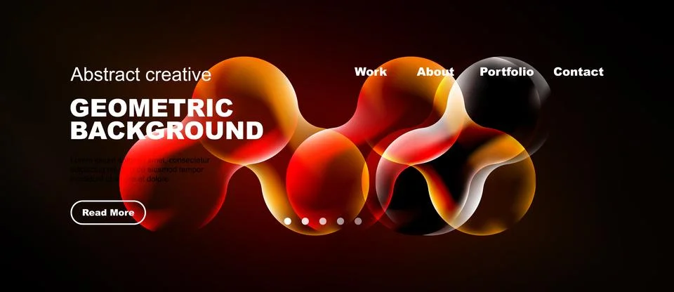 Abstract design features flowing shapes, warm colors, text overlay, navigatio Stock Illustration