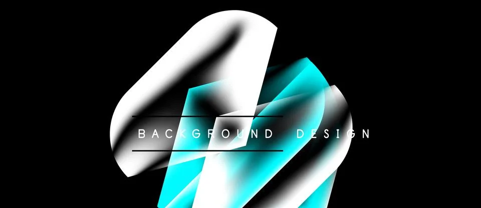 Abstract design features flowing shapes, bright turquoise accents, white Stock Illustration