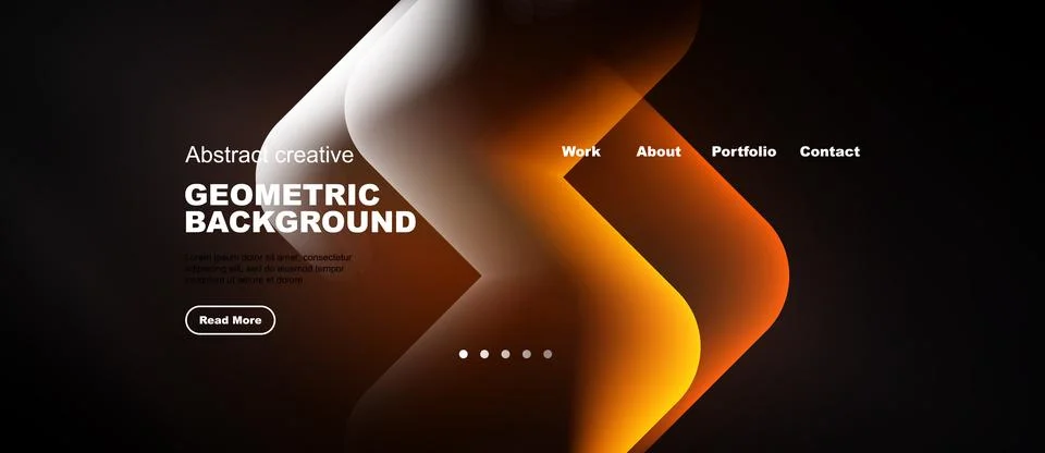 Abstract design features flowing shapes, warm colors, website header elements 库存插图