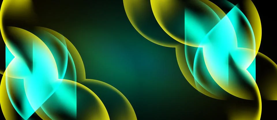 Abstract design features flowing shapes, vibrant teal, gold hues. Dark Stock-Illustration