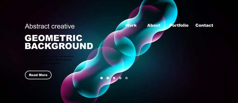 Abstract design features flowing shapes, vibrant colors, dark background. Stock-Illustration