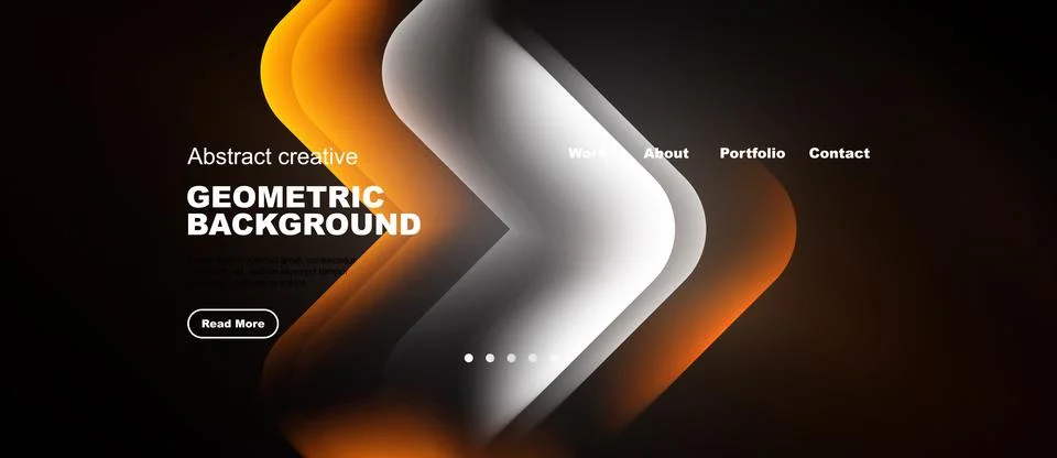 Abstract design features flowing shapes, warm colors, text elements. Website Stock Illustration