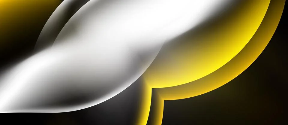 Abstract design features flowing shapes, silver, gold, black. Smooth gradient 스톡 일러스트