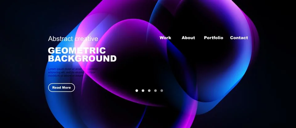 Abstract design features flowing shapes, vibrant colors. Website header inc.. Stock Illustration