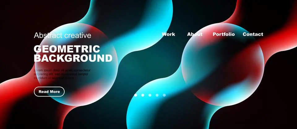 Abstract design features flowing shapes, vibrant colors. Website header inc.. イラスト素材