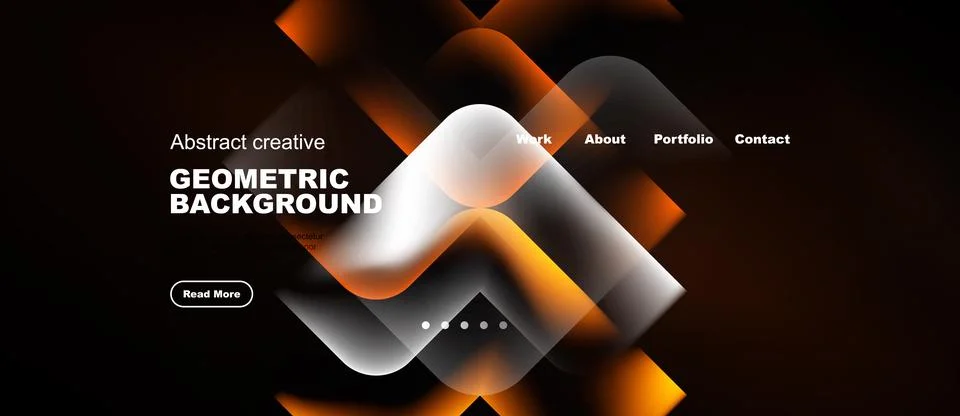 Abstract design features flowing shapes, orange hues, dark background. Websit Stock-Illustration