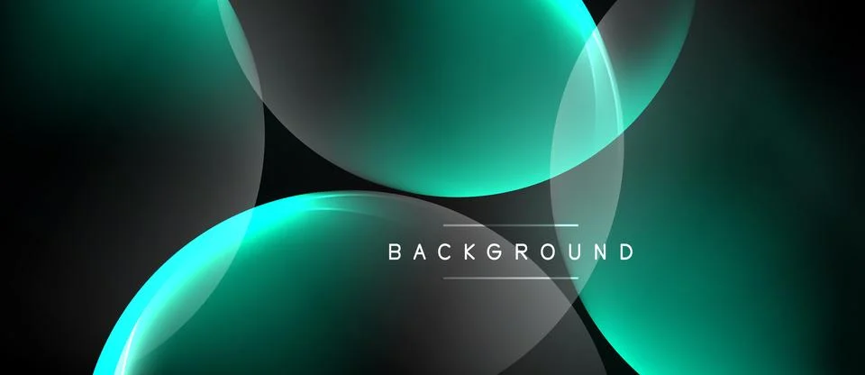 Abstract design features flowing teal shapes over black background. Minimalis Ilustração Stock