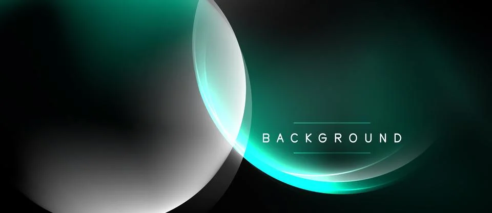 Abstract design features flowing turquoise lines, silver accents, dark Stock Illustration