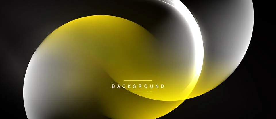Abstract design features flowing yellow, white shapes over dark background. Ilustração Stock
