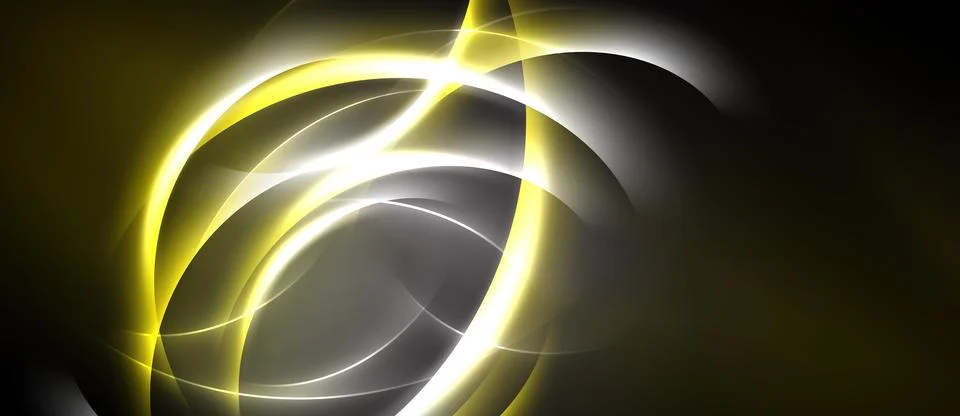 Abstract design features flowing yellow, gray, white lines. Dynamic curves Stock Illustration