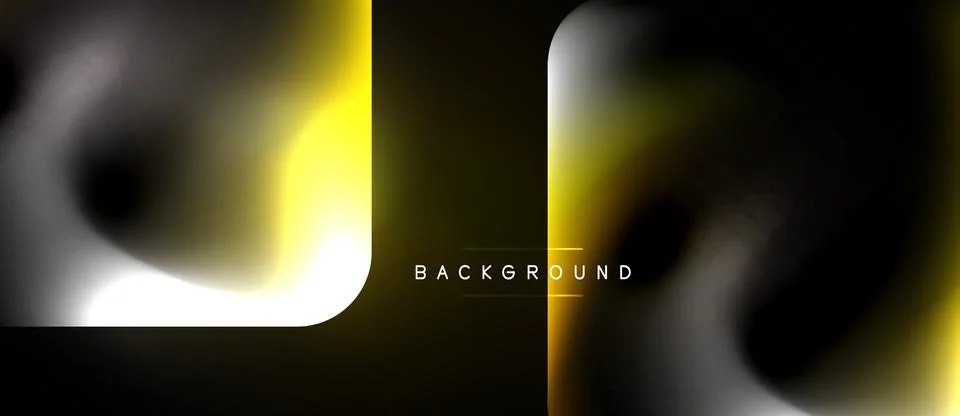 Abstract design features fluid shapes, gold accents, dark background. Modern Illustrazione stock