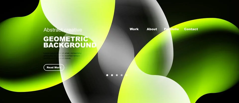 Abstract design features fluid shapes, vibrant green hues, dark background. Stock Illustration