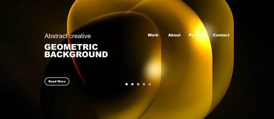 Abstract design features fluid shapes, warm colors, dark background. Website 스톡 일러스트