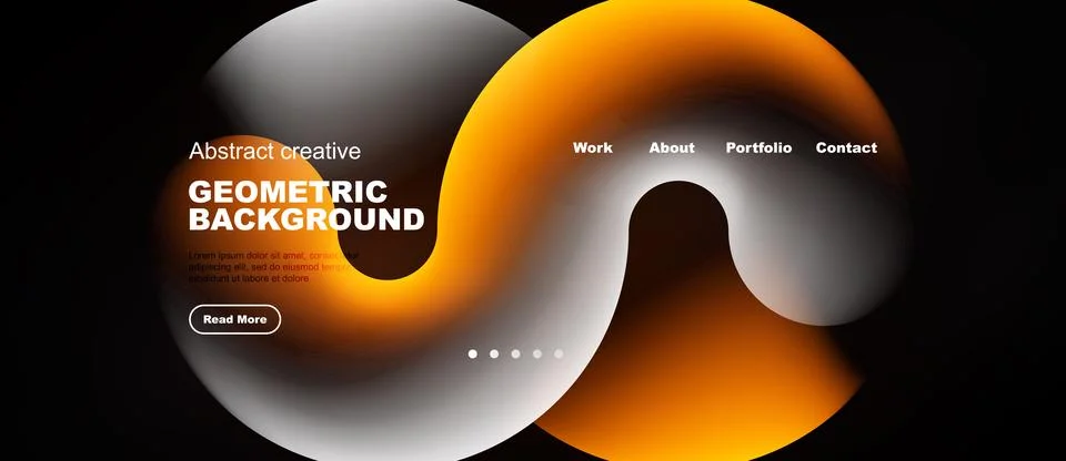Abstract design features fluid shapes, warm colors, text elements. Modern Stock Illustration