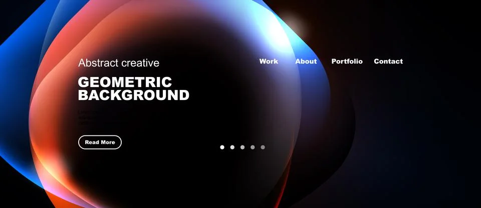 Abstract design features fluid shapes, vibrant colors, dark background. Text Stock Illustration