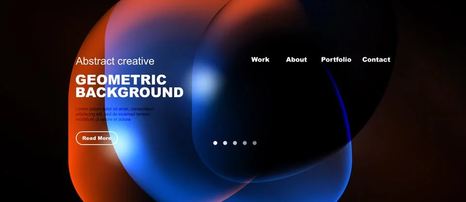 Abstract design features fluid shapes, vibrant colors, dark background. Text Stock Illustration