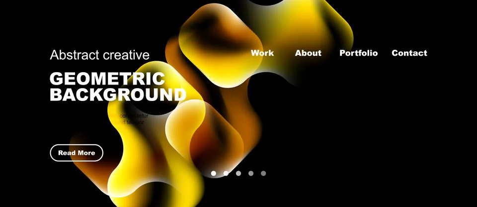 Abstract design features fluid shapes, vibrant colors, text elements. Minim.. イラスト素材
