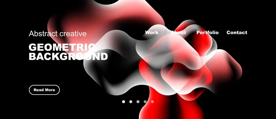 Abstract design features fluid shapes, red accents, dark background. Minimali Stock Illustration