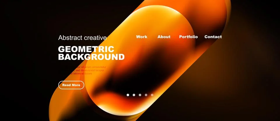 Abstract design features fluid shapes, orange hues, dark background. Website Stockillustratie