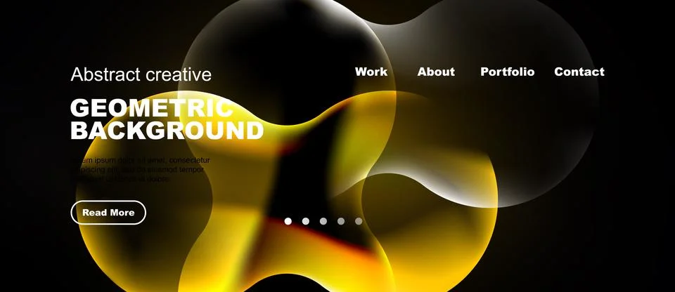 Abstract design features fluid shapes, vibrant colors, dark background. Inc.. Stock Illustration