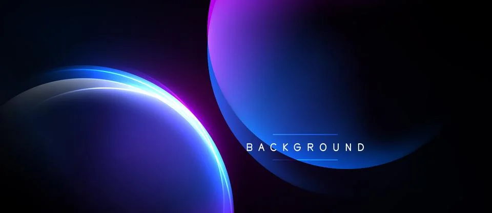 Abstract design features glowing blue, purple shapes. Dark background creates Illustrazione stock