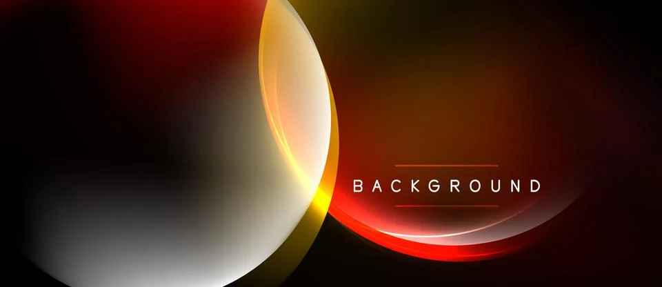 Abstract design features glowing circles, red, gold hues. Dark background 스톡 일러스트