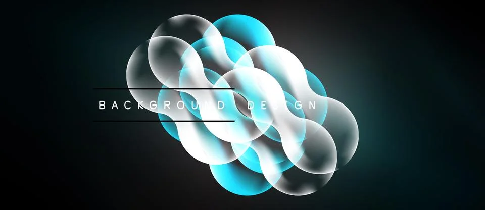 Abstract design features glowing circles, blue highlights, dark background. Stock Illustration