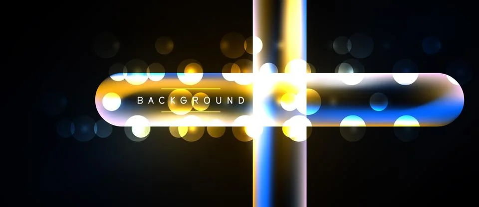 Abstract design features glowing cross shape, vibrant colors, bokeh effects.. 库存插图