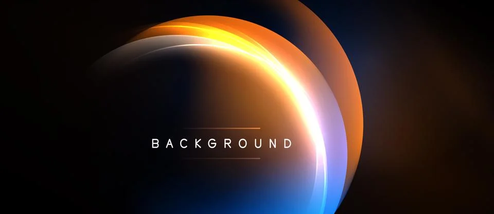 Abstract design features glowing curved lines. Orange, blue hues blend into.. Illustrazione stock