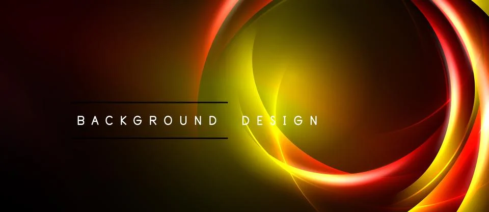 Abstract design features glowing curves, vibrant colors. Dark background Stock Illustration