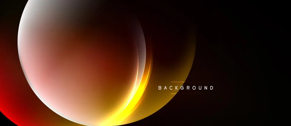 Abstract design features glowing curves, warm colors, dark background. Modern Stock Illustration